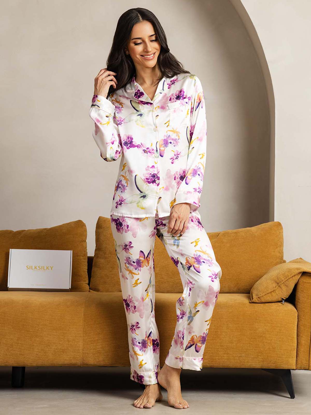 [Akvarellblomster] SilkSilky-NO Womens Pajamas 001