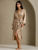 [Champagne] SilkSilky-NO Long Sleeve Morgenkåpe for Kvinner 003
