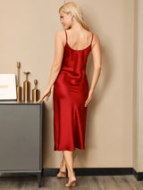 [Vin] SilkSilky-NO Spaghetti Strap V Neck Nattkjole 002