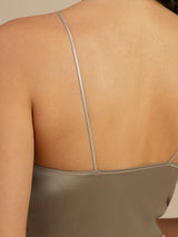 [Kaki] SilkSilky-NO Spaghetti Strap V Neck Camisole Topp 005