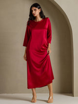 [Vin] SilkSilky-NO 3/4 Sleeve Round Neck Kjole 005