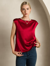 [Vin] SilkSilky-NO Cap Sleeve Round Neck T-skjorte for Kvinner 005