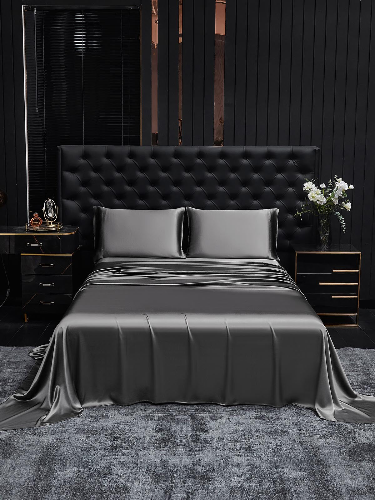 [Mørkegrå] SilkSilky-NO 19Momme Bedding Set 002
