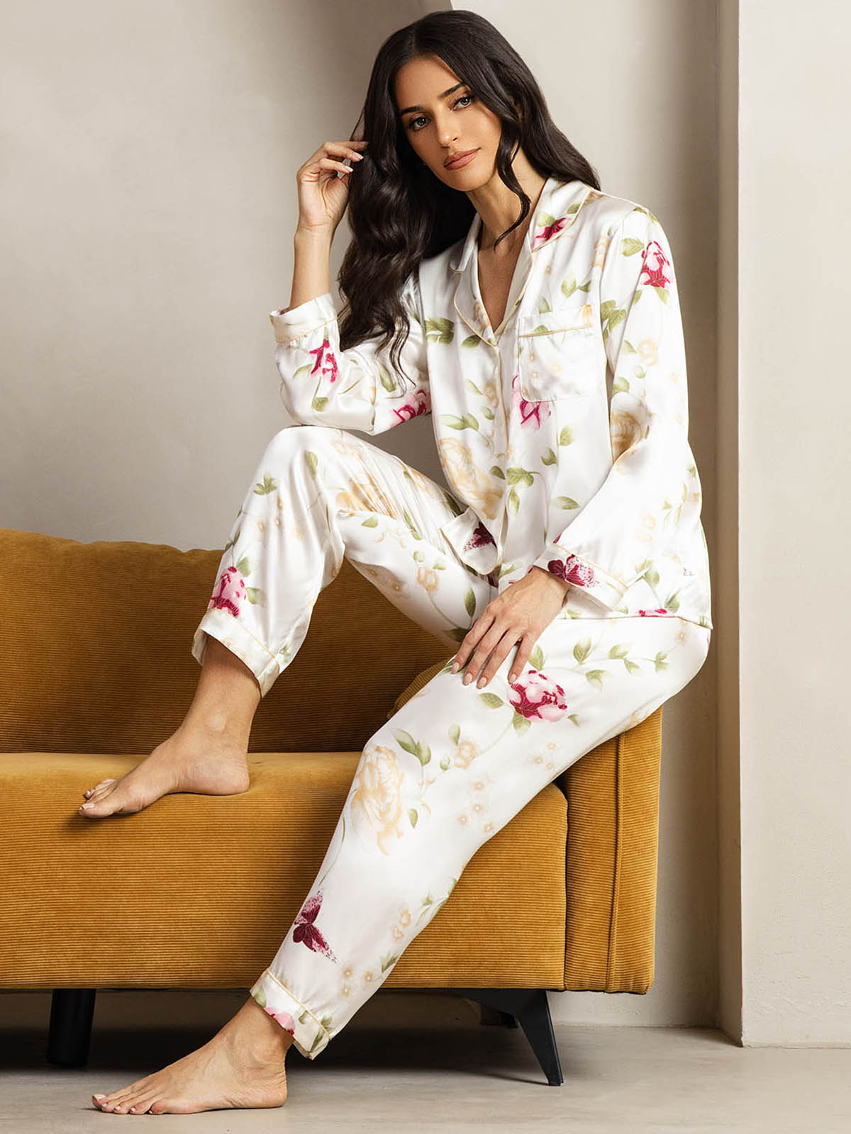 [Elfenbensblomst] SilkSilky-NO Womens Pajamas 005