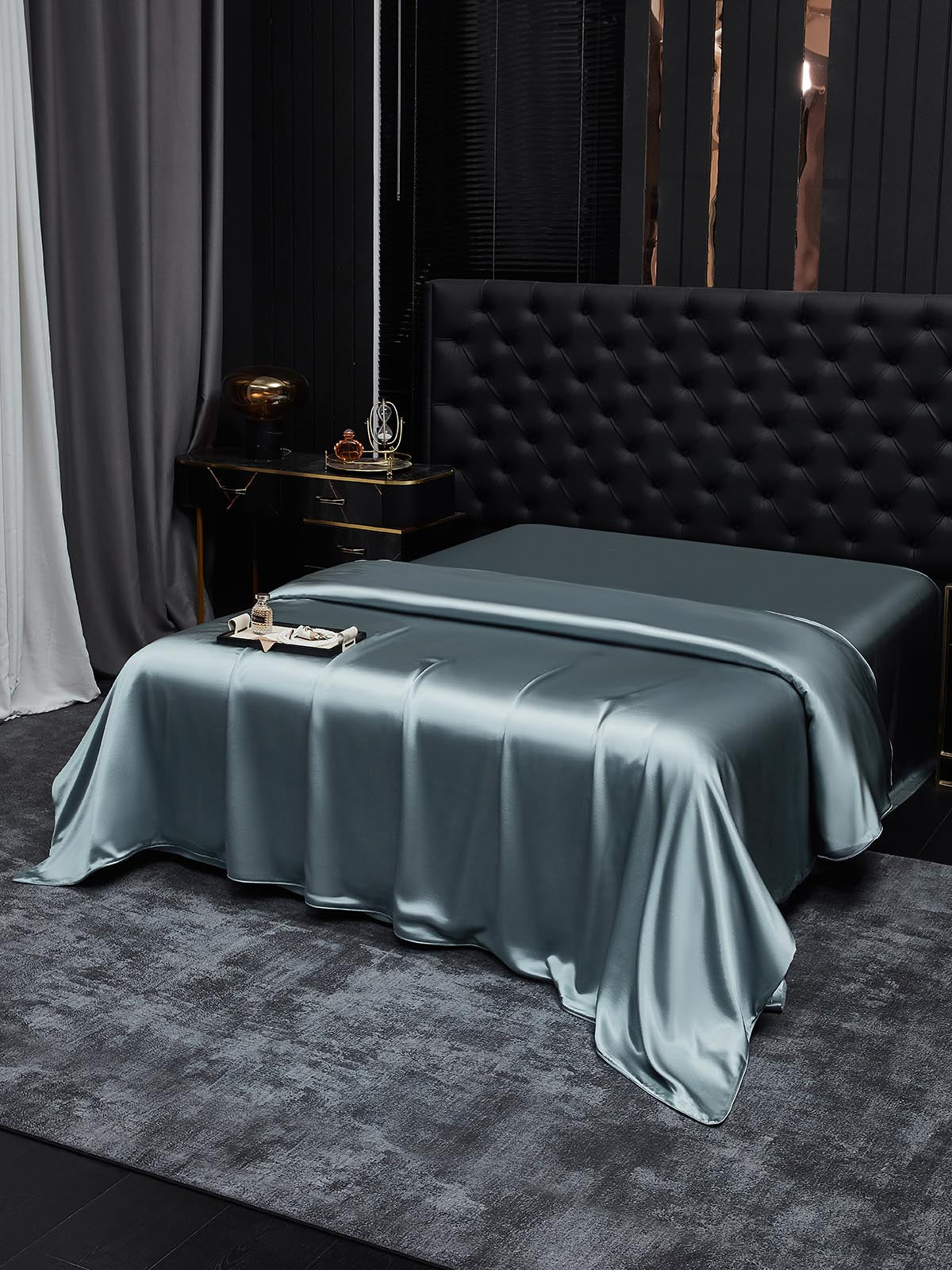 [Gråblå] SilkSilky-NO 19Momme Duvet Cover 001