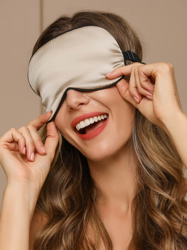 [Beige] SilkSilky-NO 19Momme Eye Mask 001