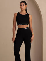 [Svart] SilkSilky-NO Sleeveless Crew Neck Women's Outfit Sets 003