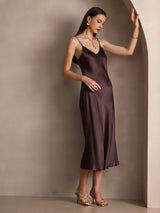 [Kaffe] SilkSilky-NO Spaghetti Strap V Neck Kjole 008