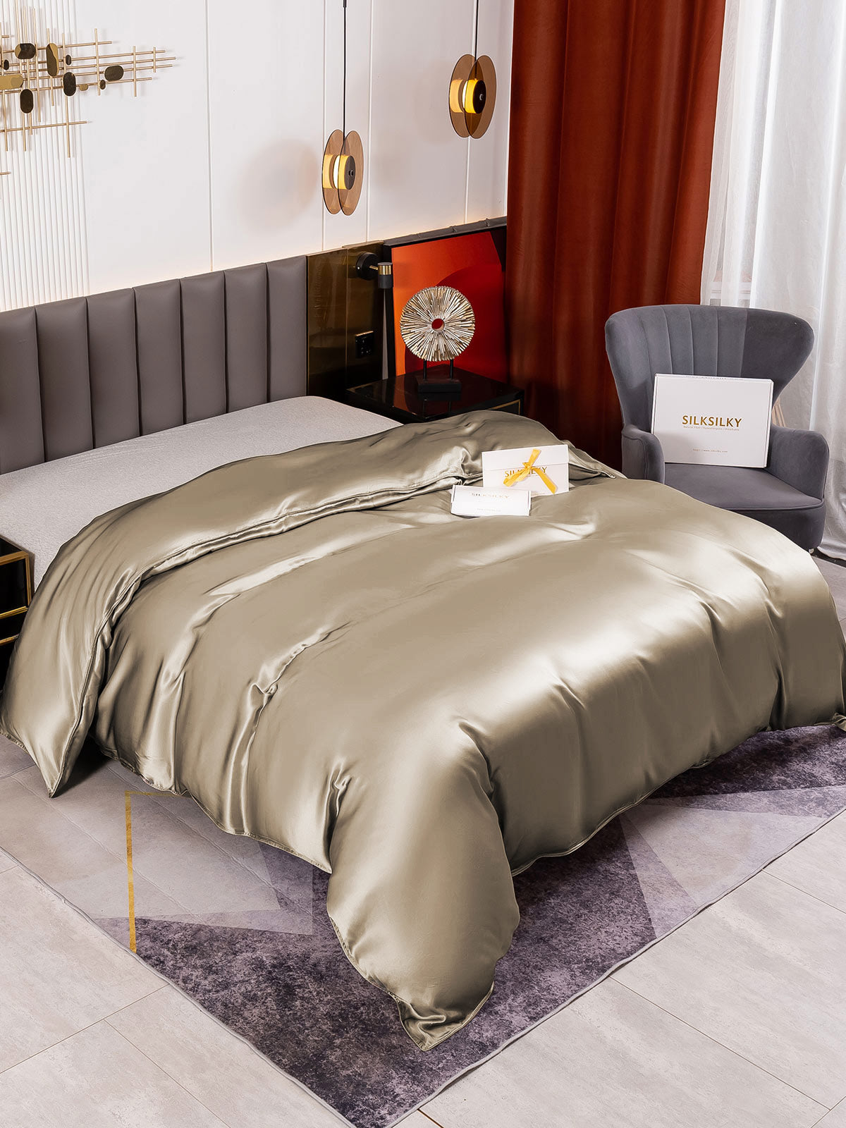 [Kaki] SilkSilky-NO 19Momme Duvet Cover 004