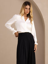 [Hvit] SilkSilky-NO Long Sleeve Damebluser 004