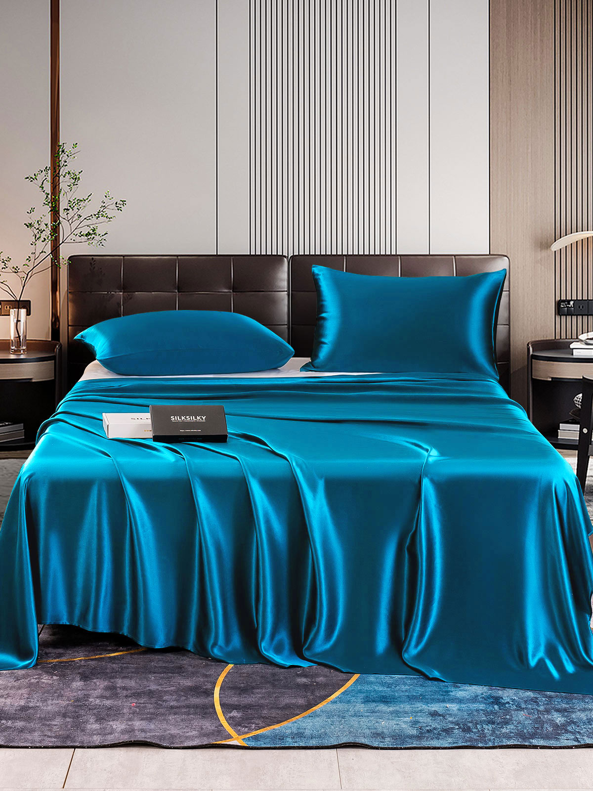 [Blågrønn] SilkSilky-NO 22Momme Bedding Set 001