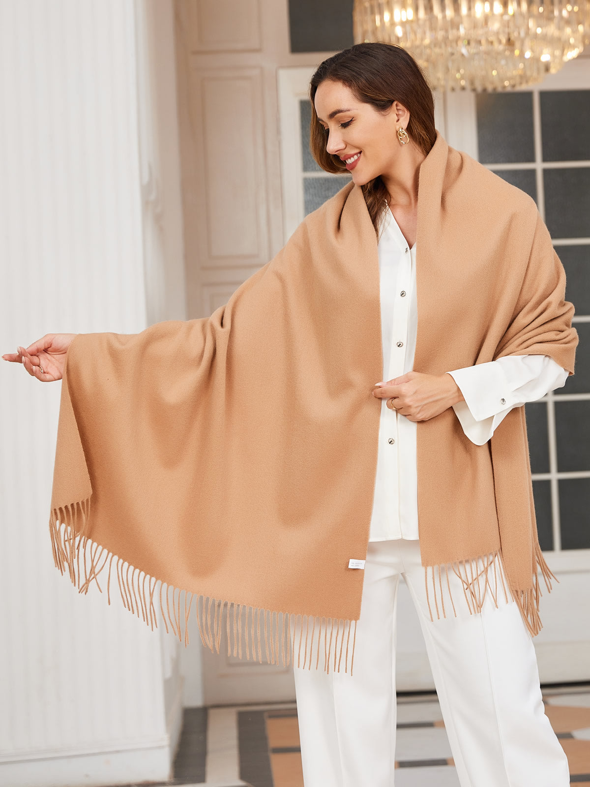 [Tan] SilkSilky-NO Ull Scarf 002