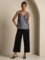 [Mørkegrå] SilkSilky-NO Sleeveless V Neck Camisole Topp 008