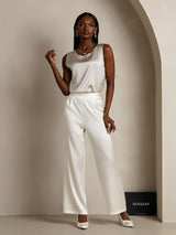 [Lysegrå] SilkSilky-NO Sleeveless Round Neck Camisole Topp 007