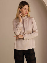 [Kaffe] SilkSilky-NO Long Sleeve Stand Collar Damebluser 005
