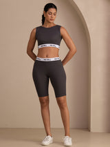 [Grå] SilkSilky-NO Sleeveless Crew Neck Women's Outfit Sets 003