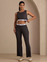 [Grå] SilkSilky-NO Sleeveless Crew Neck Women's Outfit Sets 006