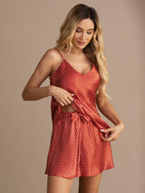 [Vinrød Ginkgo] SilkSilky-NO Spaghetti Strap V Neck Camisole sett 005