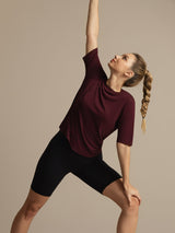 [Windsorvin] SilkSilky-NO Halv erme Tett Crew Neck T-skjorte for Kvinner 009