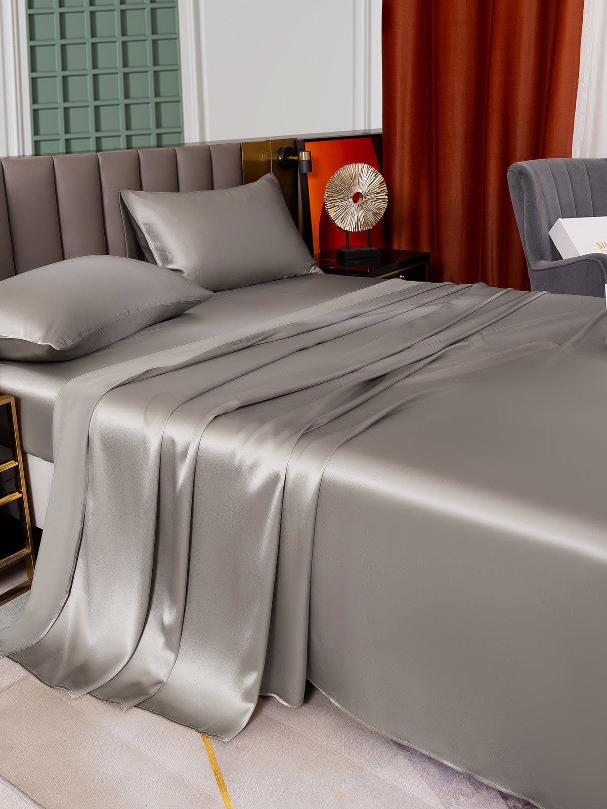 [Grå] SilkSilky-NO 25Momme Bedding Set 003