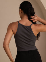 [Grå] SilkSilky-NO Sleeveless Crew Neck Camisole Topp 002