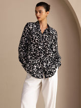 [Sorte Prikker] SilkSilky-NO Long Sleeve Lapel Collar Bluse 001