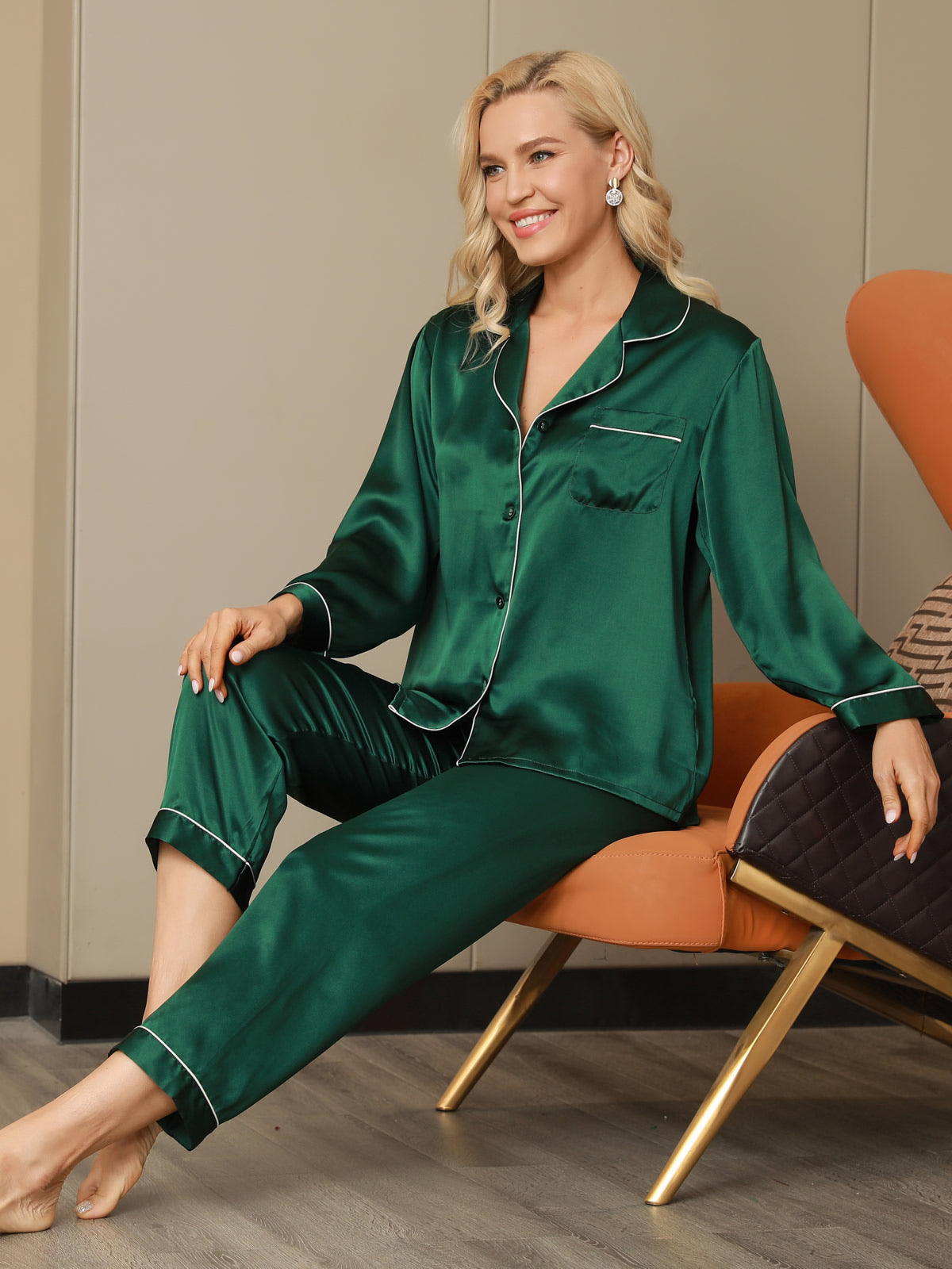 [Grønn] SilkSilky-NO Womens Pajamas 005