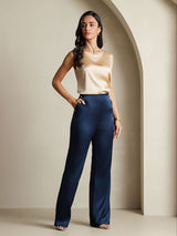 [Champagne] SilkSilky-NO Sleeveless Round Neck Camisole Topp 005