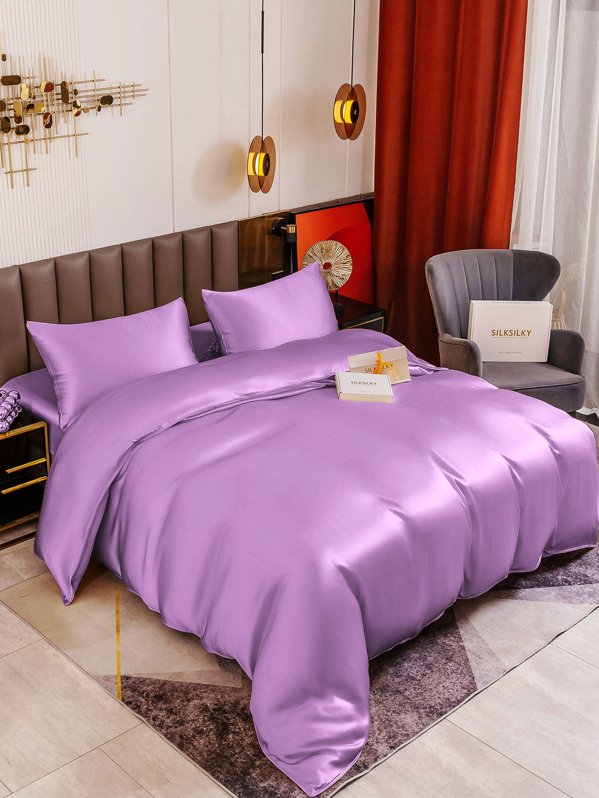 [Lavendel] SilkSilky-NO 19Momme Bedding Set 002