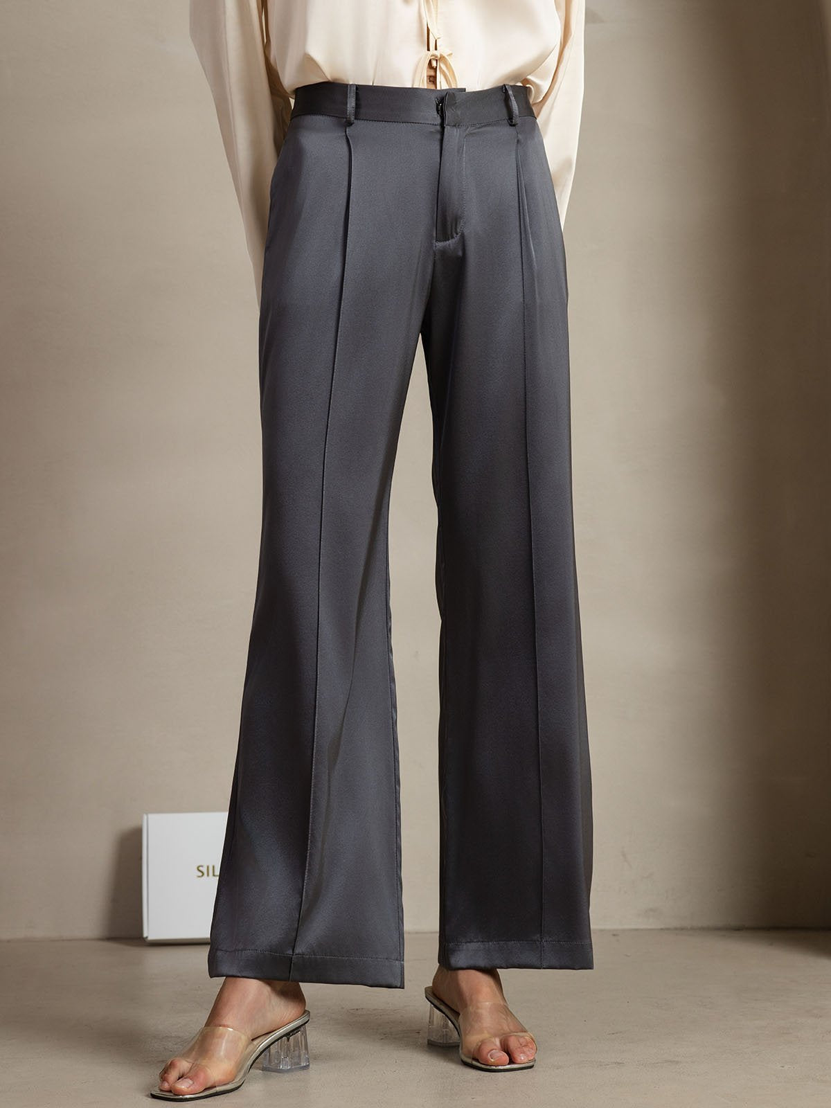 [Mørkegrå] SilkSilky-NO 19Momme Silke Womens Pants 005