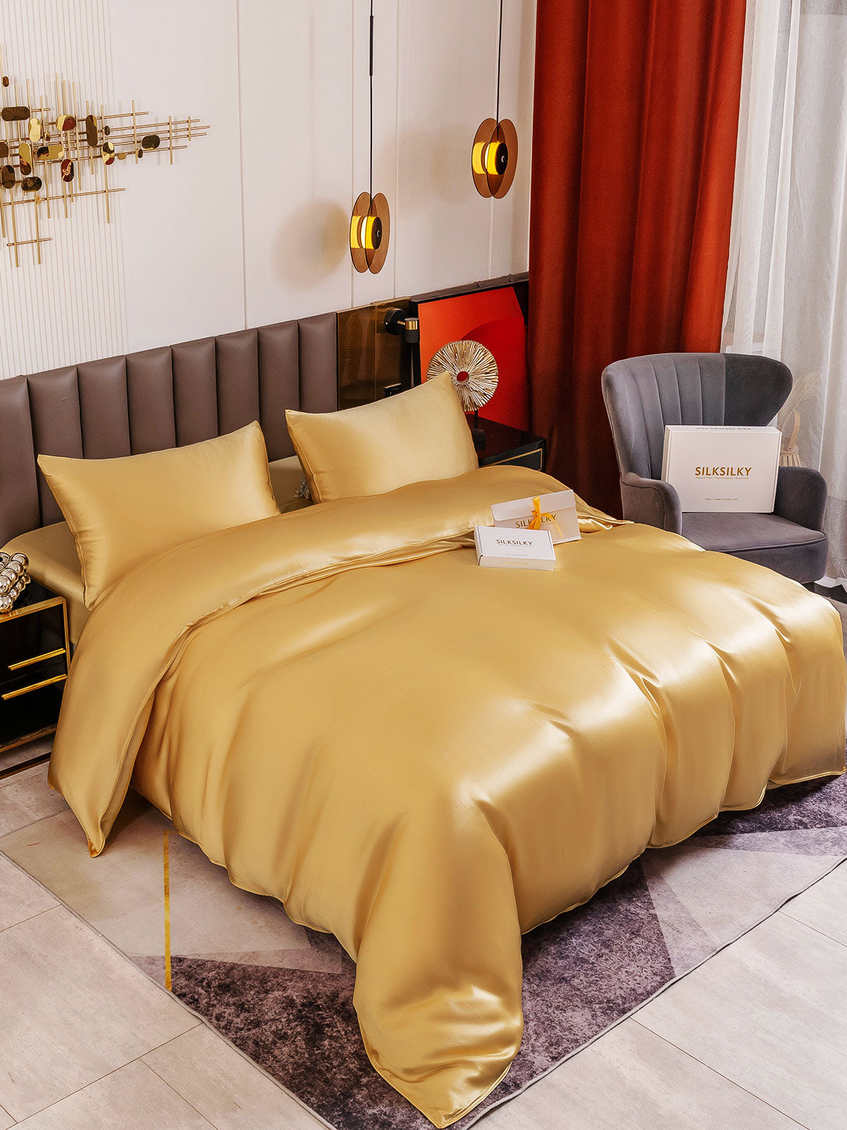 [Champagne] SilkSilky-NO 19Momme Bedding Set 004