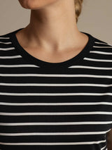 [Svart Stripe] SilkSilky-NO Ermeløs Rund Hals Camisole Topp 006