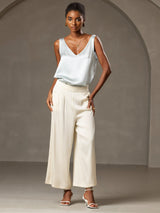 [Lyse Blå] SilkSilky-NO Sleeveless V Neck Camisole Topp 007