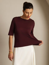 [Windsorvin] SilkSilky-NO Halv erme Crew Neck T-skjorte for Kvinner 005