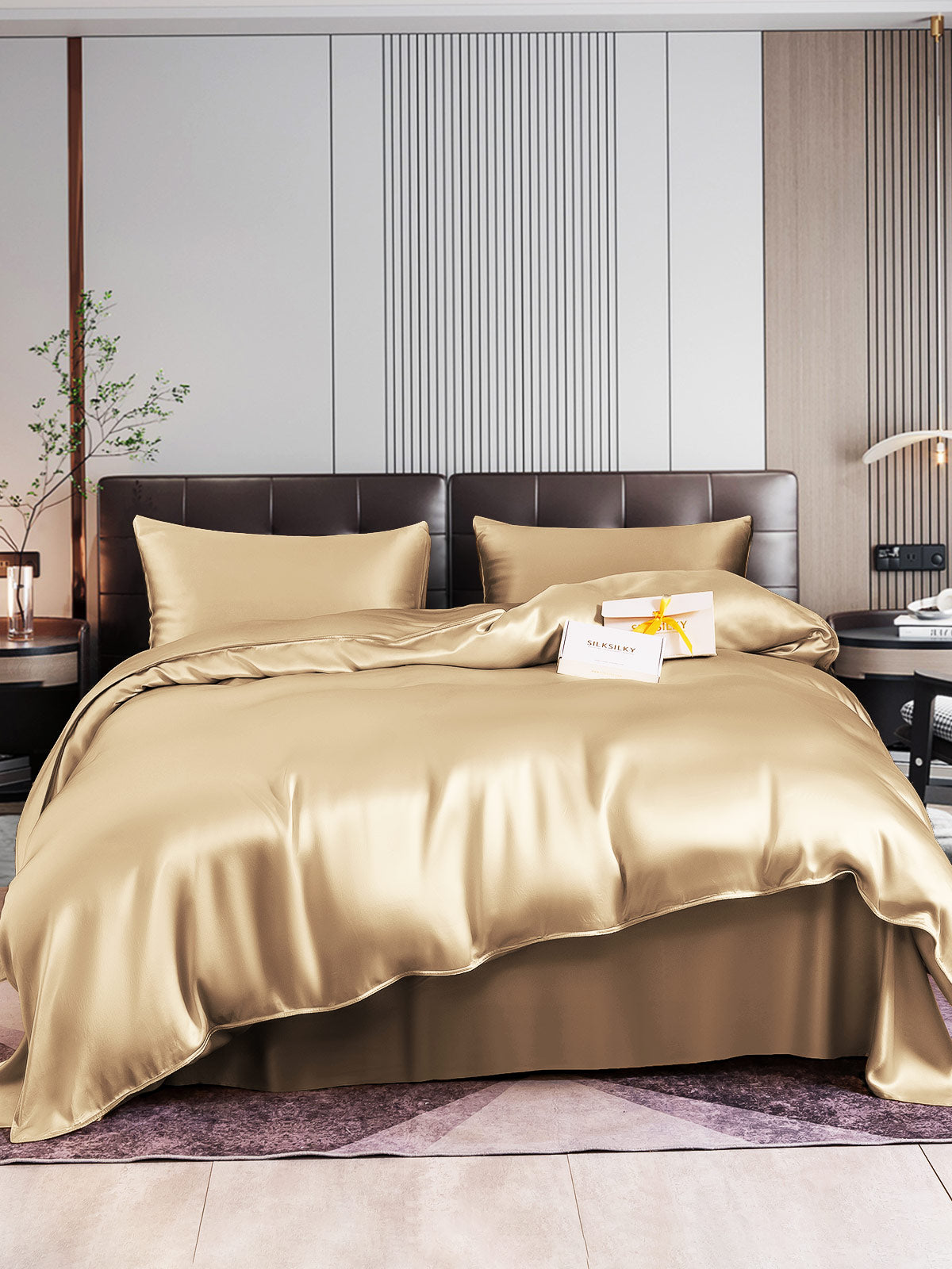 [Beige] SilkSilky-NO 22Momme Bedding Set 001