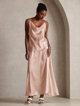 [Toscana] SilkSilky-NO Spaghetti Strap Cowl Neck Camisole Topp 005