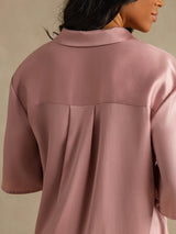 [Ferskenhud] SilkSilky-NO 19Momme Halv erme Notchkrage Pyjamas for Kvinner 002