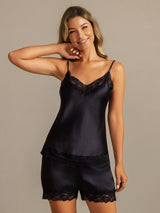[Svart] SilkSilky-NO Spaghetti Strap V Neck Camisole sett 004