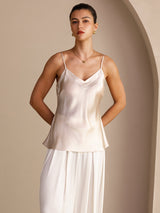 [Beige] SilkSilky-NO Spaghetti Strap V Neck Camisole Topp 003