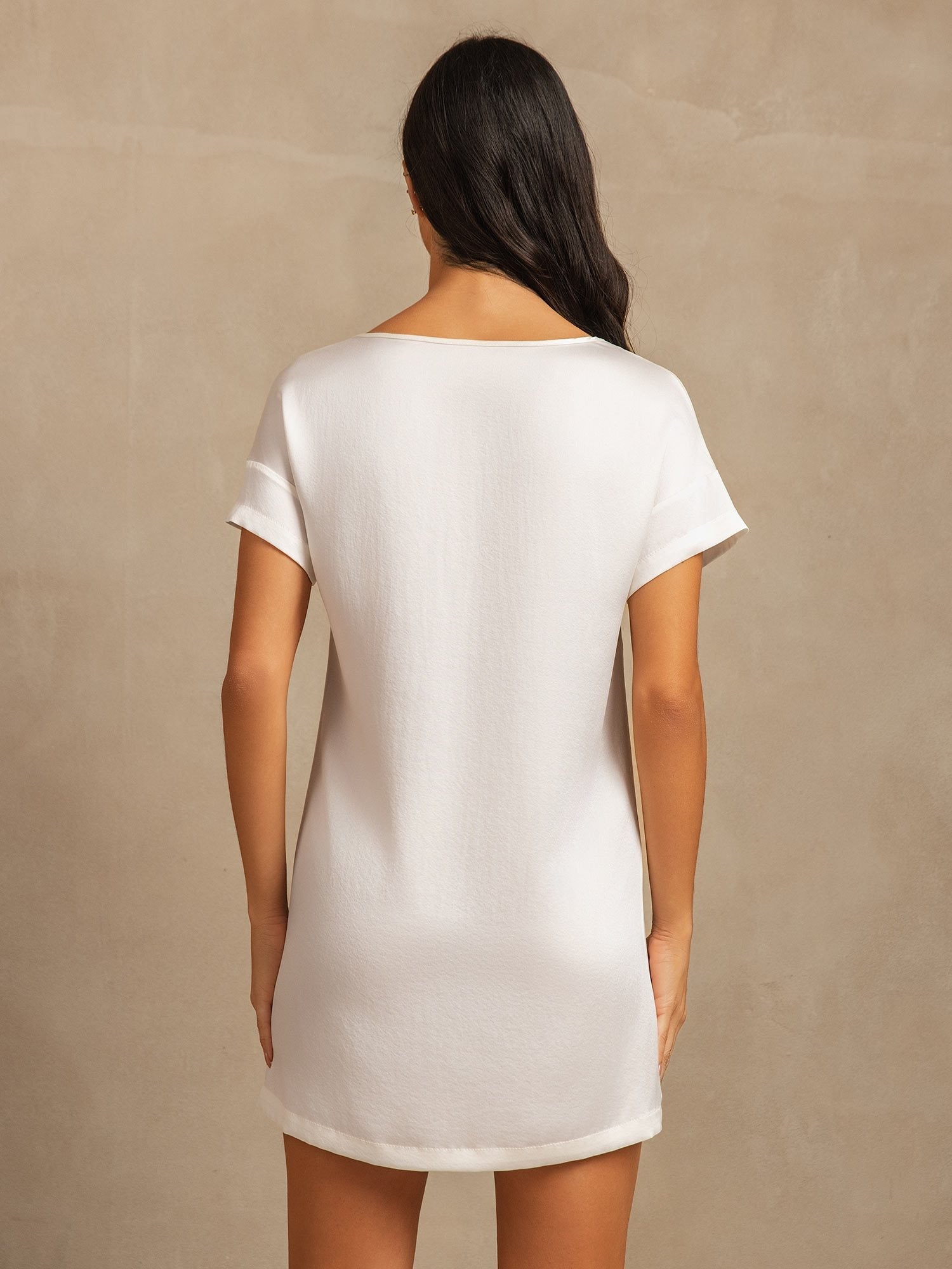 [Hvit] SilkSilky-NO 19Momme Silke Nightgown 002