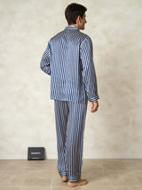 [Marine Stripe] SilkSilky-NO 19Momme Mens Pajamas 002,
