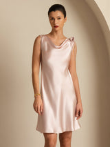[Rosa] SilkSilky-NO Sleeveless Cowl Neck Kjole 005