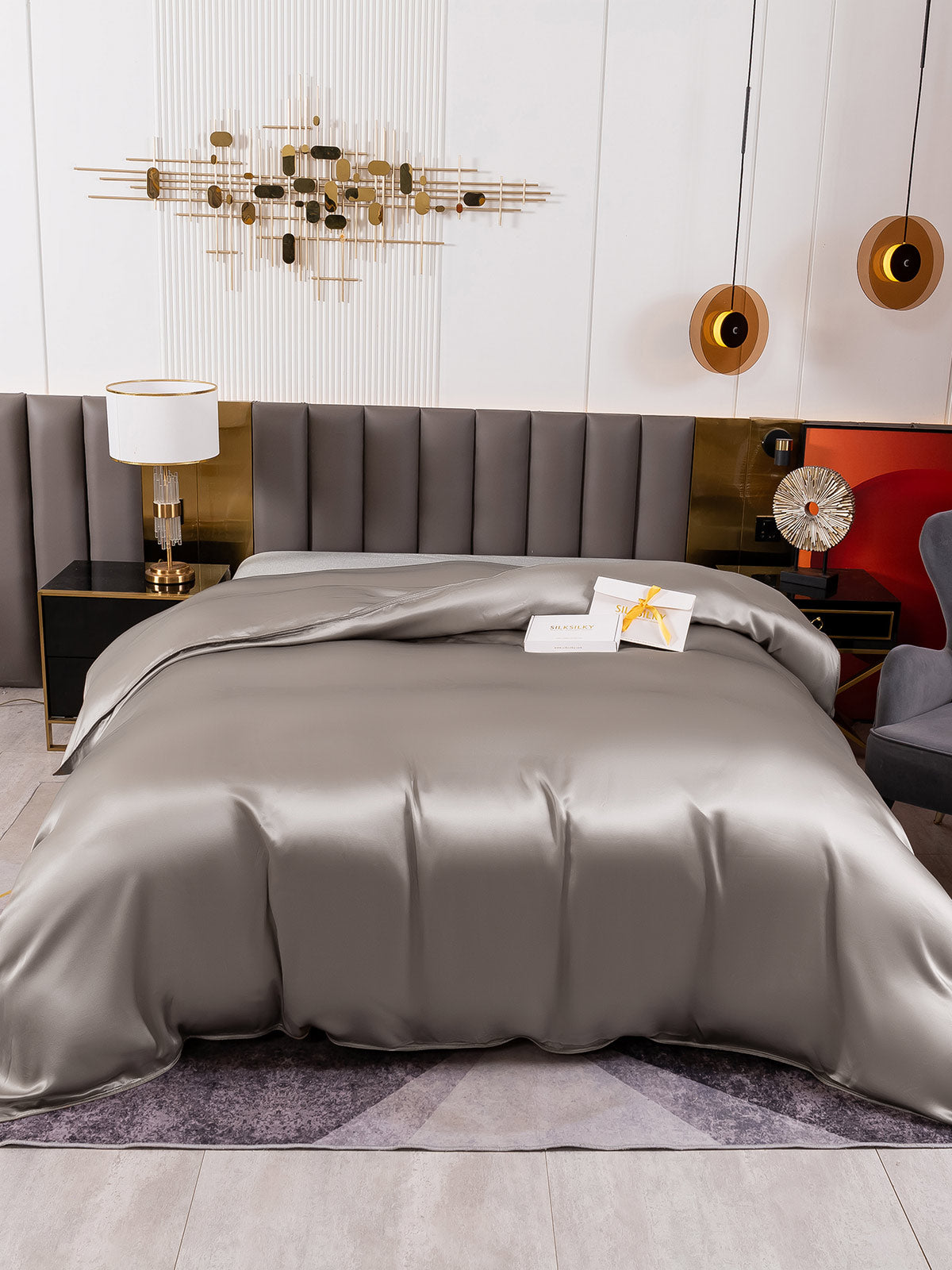[Grå] SilkSilky-NO 19Momme Duvet Cover 002