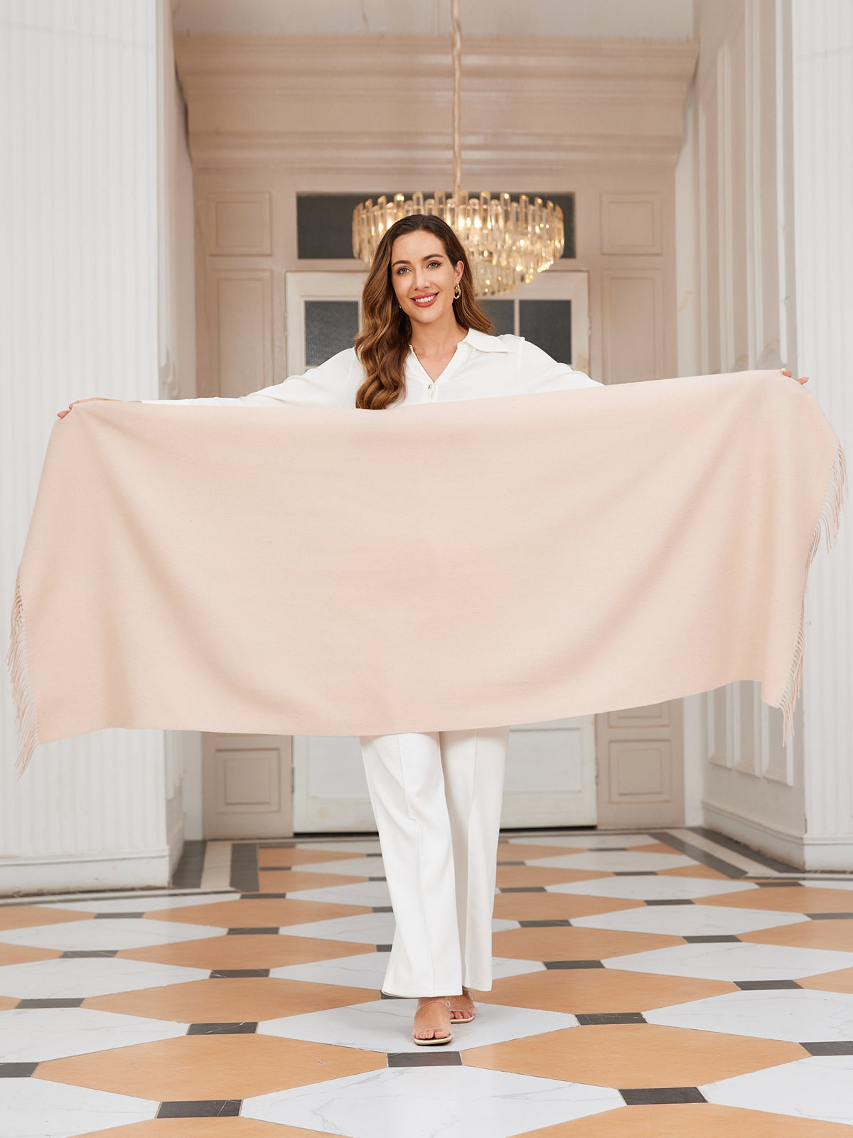 [Beige] SilkSilky-NO Ull Scarf 004