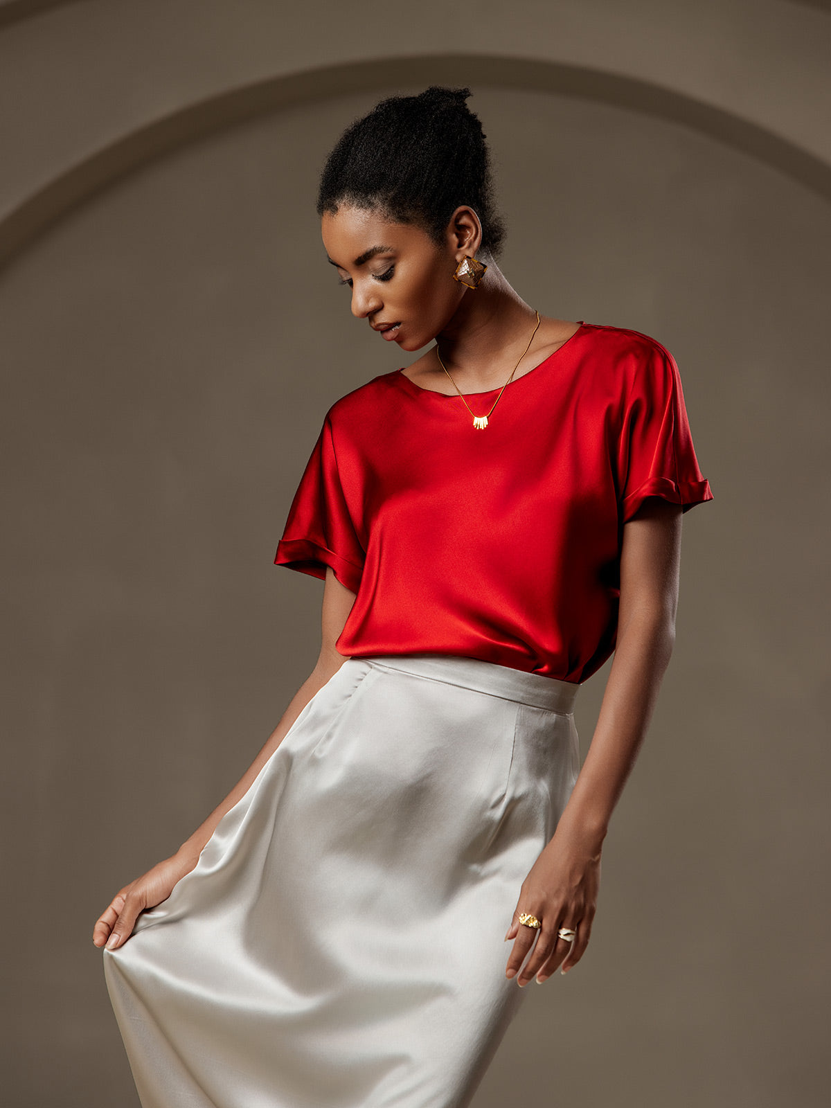 [Vin] SilkSilky-NO 19Momme Silke Womens T-Shirt 005,