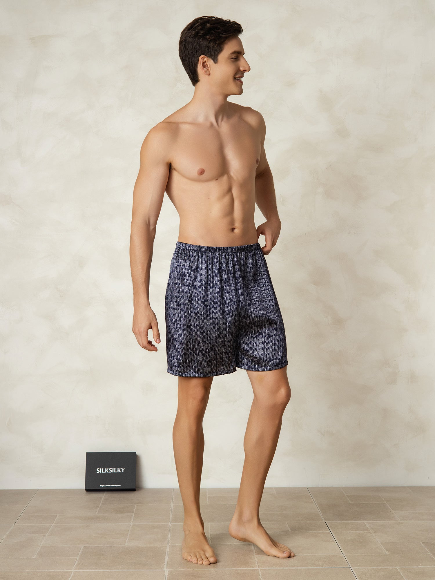 [Marine Ginkgo] SilkSilky-NO 19Momme Mens Sleep Bottoms 005