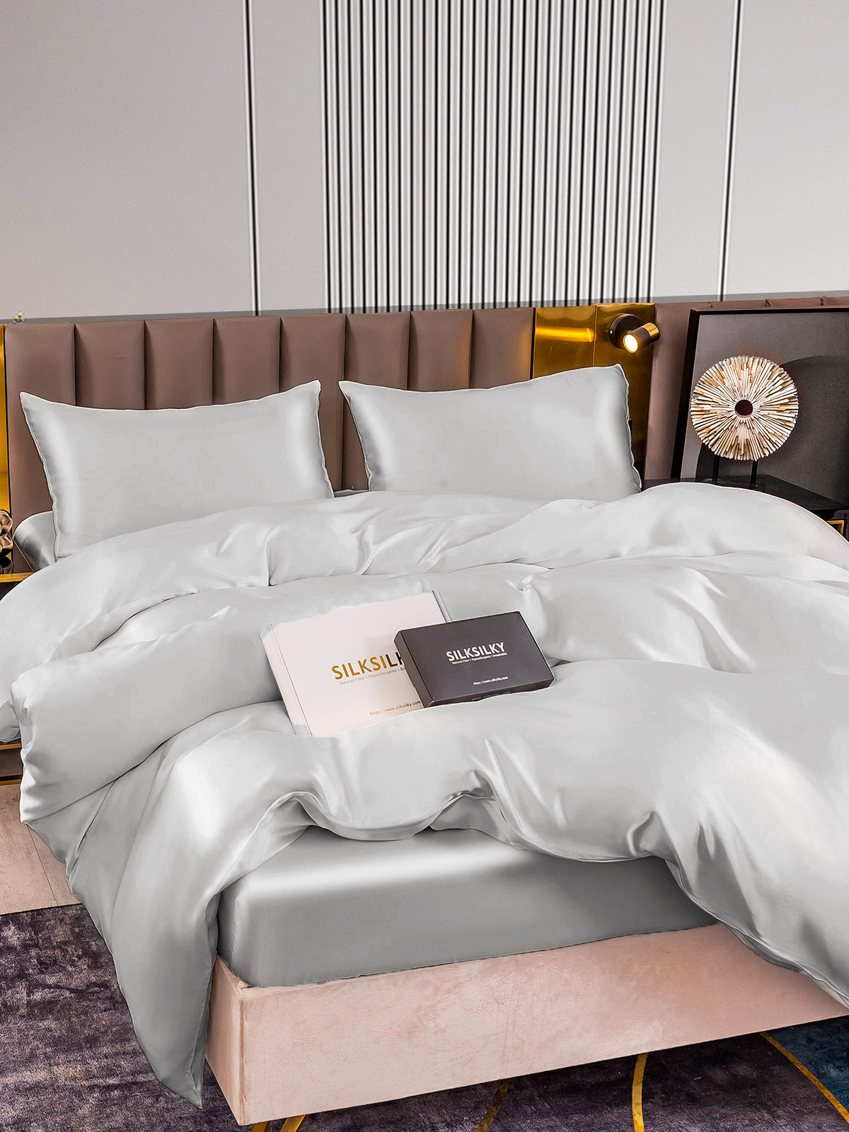 [Sølv] SilkSilky-NO 22Momme Bedding Set 006