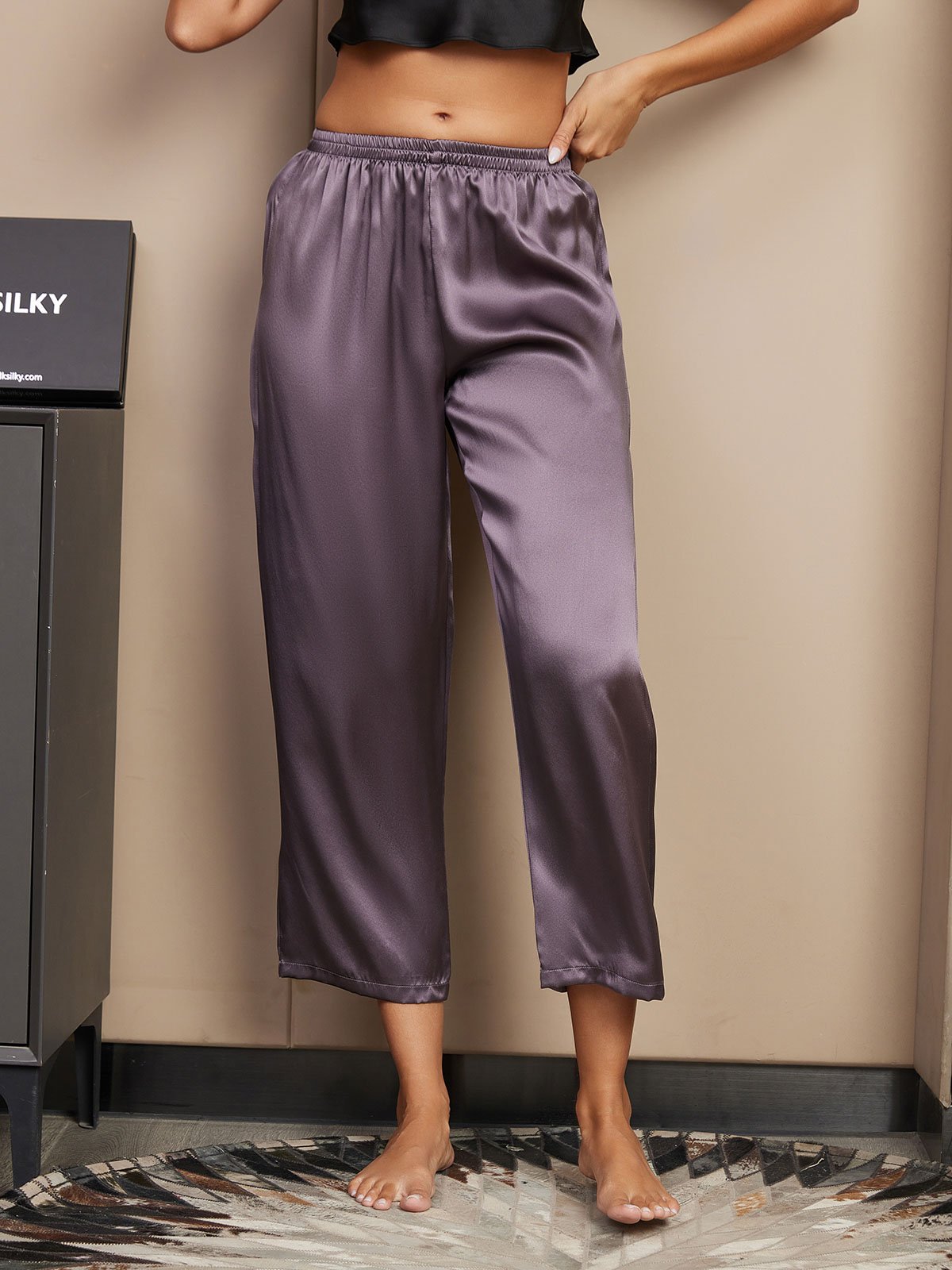 [Lilla Grå] SilkSilky-NO Womens Sleep Bottoms 001