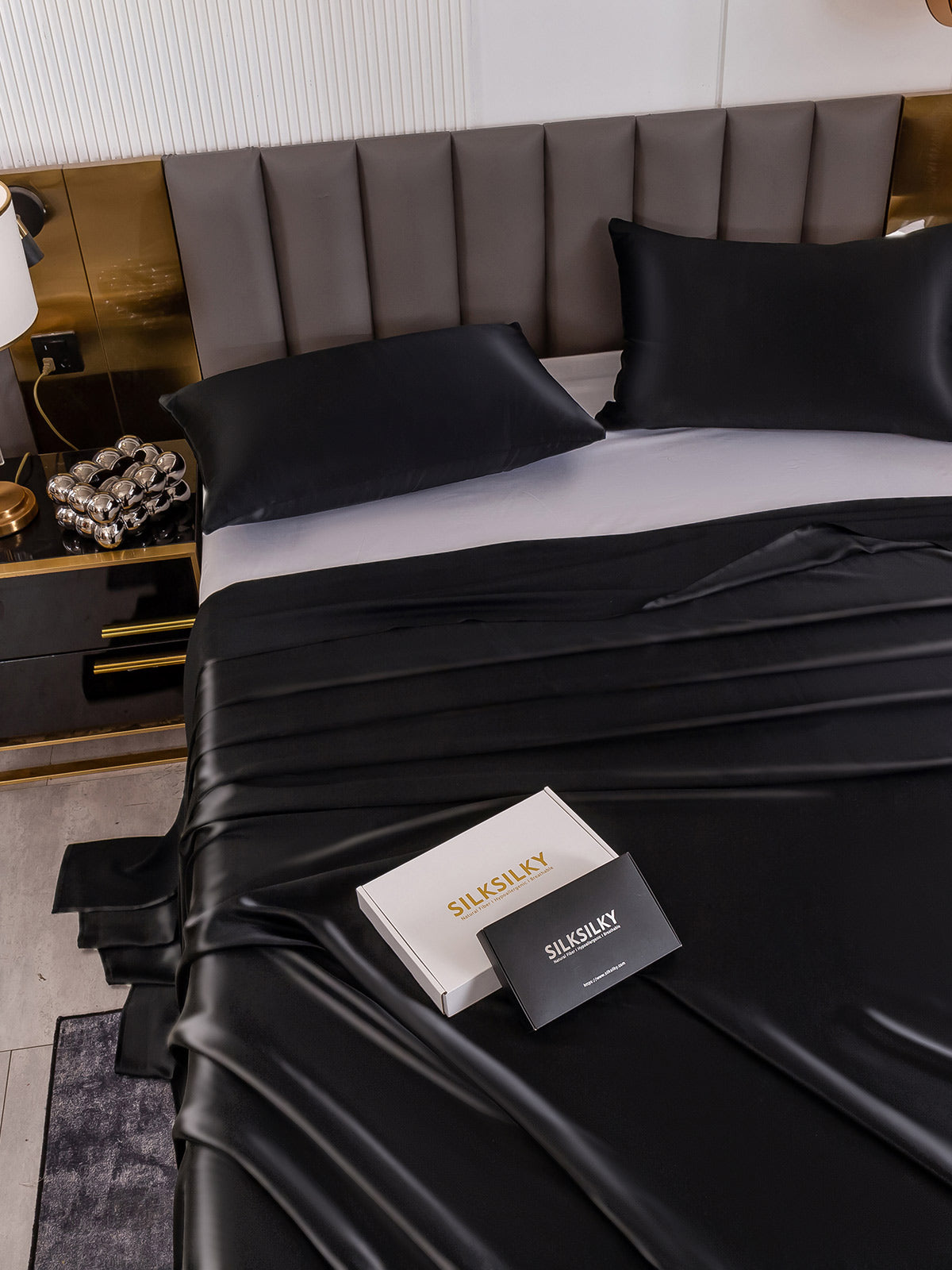 [Svart] SilkSilky-NO 19Momme Bedding Set 005