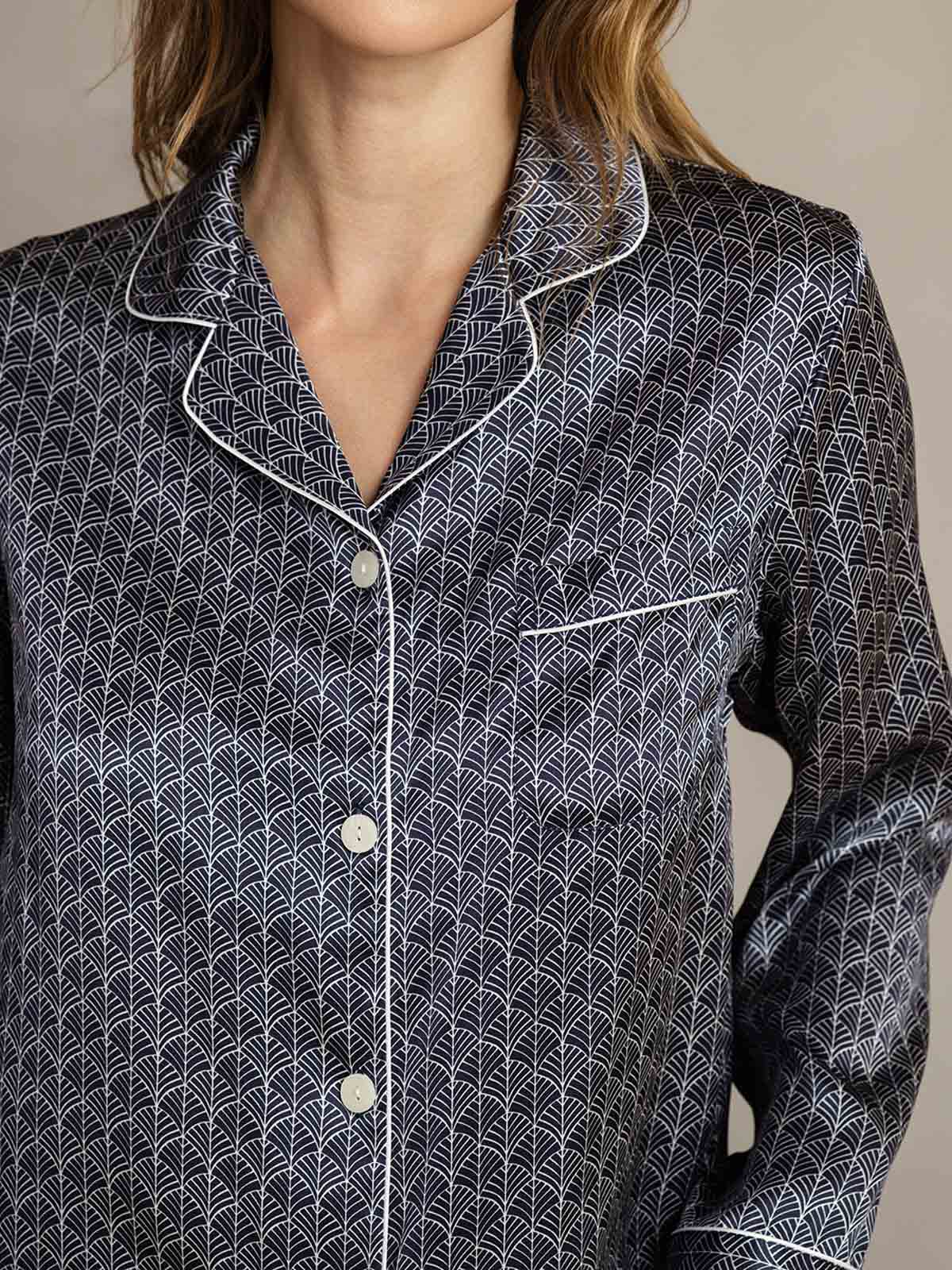 [Marine Ginkgo] SilkSilky-NO Womens Pajamas 006